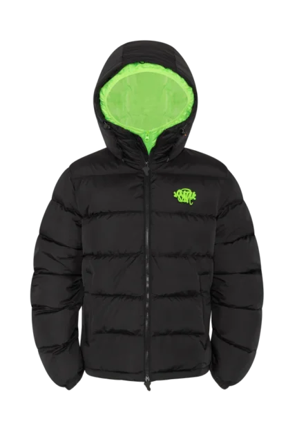 SYNA DOUBLE PUFFER JACKET BLACK / NEON GREEN